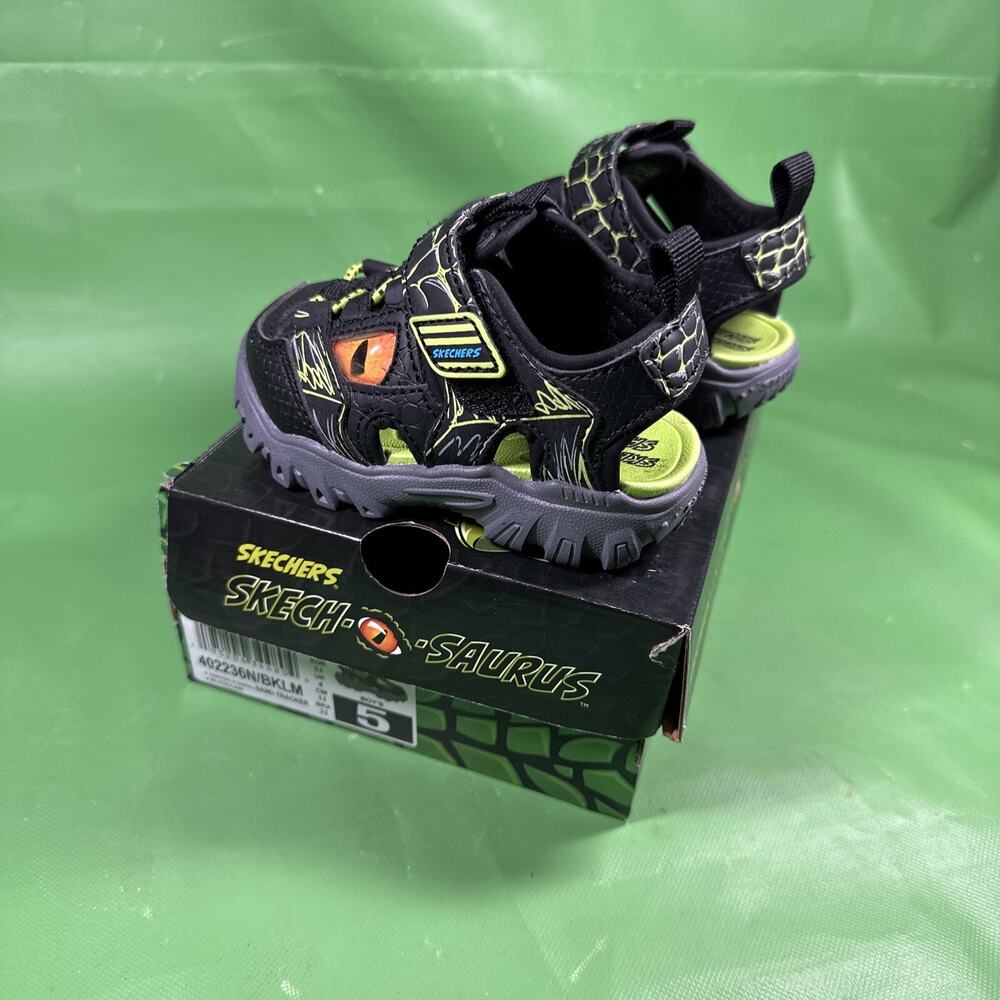 Skechers Boys Skech O Saurus Lights 402236N Green Shoe Sandals Toddler Size 5 W1